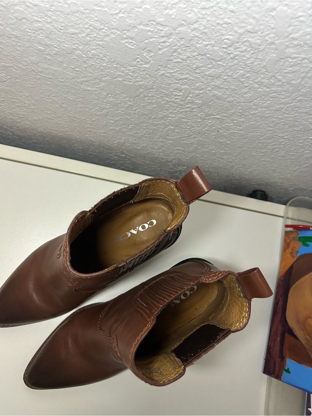 Coach Westyn Brown Leather Ankle Boots - Picture 2 of 6